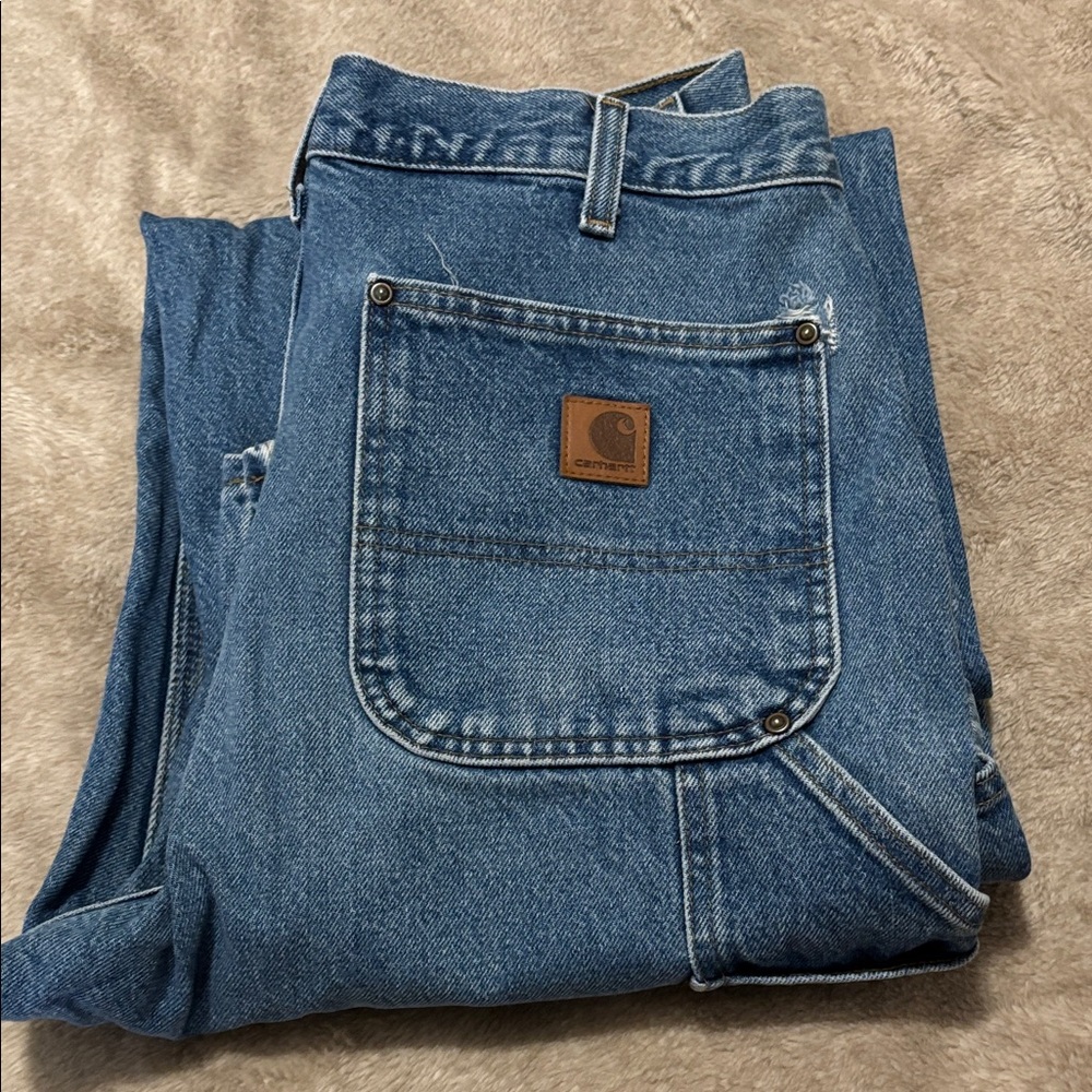 Carhartt Men's Dungree fit heavyweight Relaxed work Cargo Denim Jeans 34/32 a12